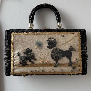 Vintage 80s Hong Kong decorative wicker bag